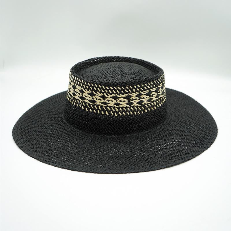 Japanese And Korean Version Of Small Fresh Hand-Woven Panama Wide-Brimmed Top Hat For Men And Women Summer Vacation Sunshade Sunscreen Straw Hat