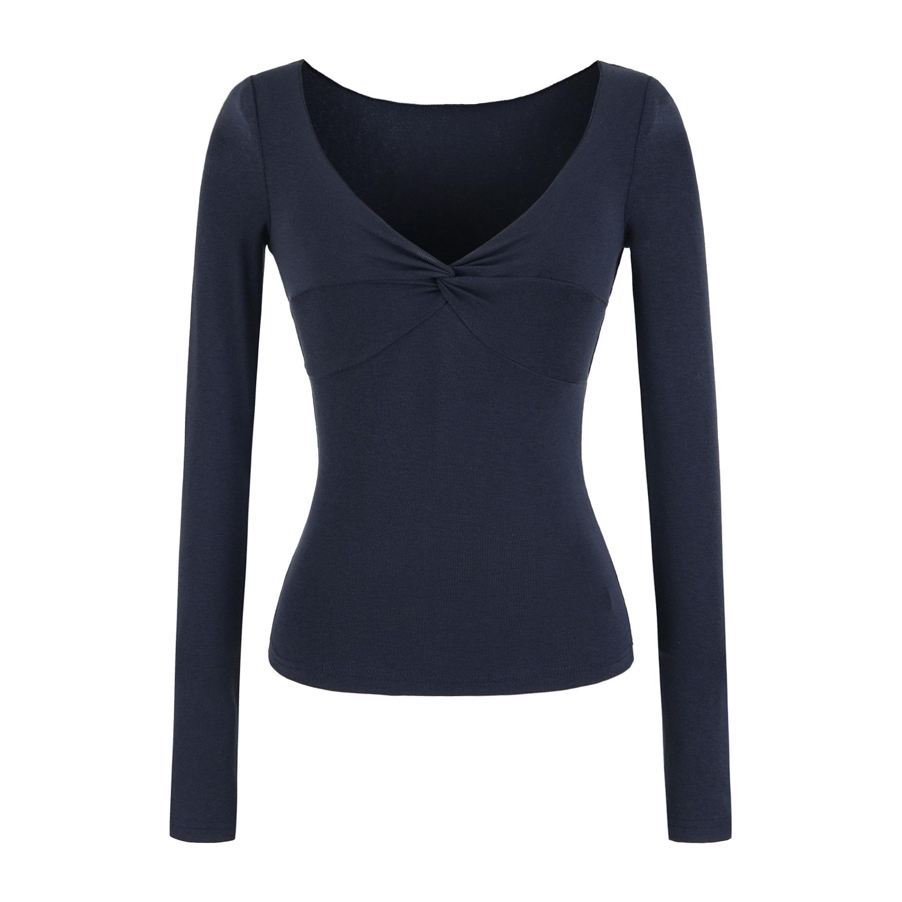 Spicy Girl Deep V-neck Long-sleeve Wool Top - Flattering, Slimming, Autumn/Winter Large