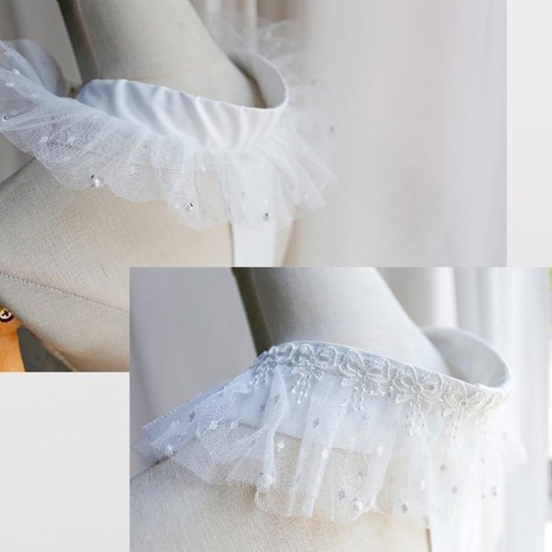 Elegant Kimono Collar Accessory Ruffled Lace Pearls Beaded Japanese Dress Core Collar Lining Kimono Belt for Womens Robe