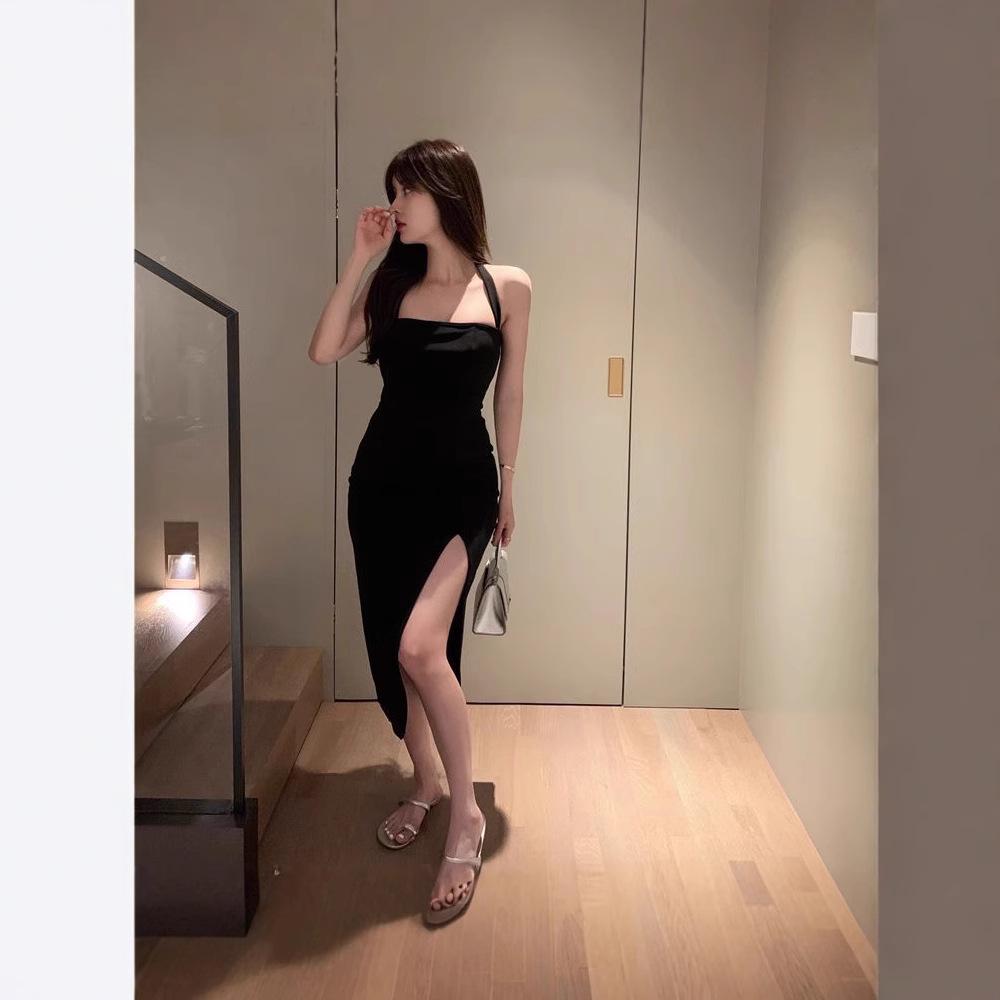 Black Halterneck Slit Dress - Summer 2024 Pure Desire Style for Women