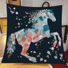 90CM Silk Scarf Women Flower Horse Print Square Scarves Head Echarpes Silk Foulards Femme Wraps Beach Shawls Bandana Lady Hijab