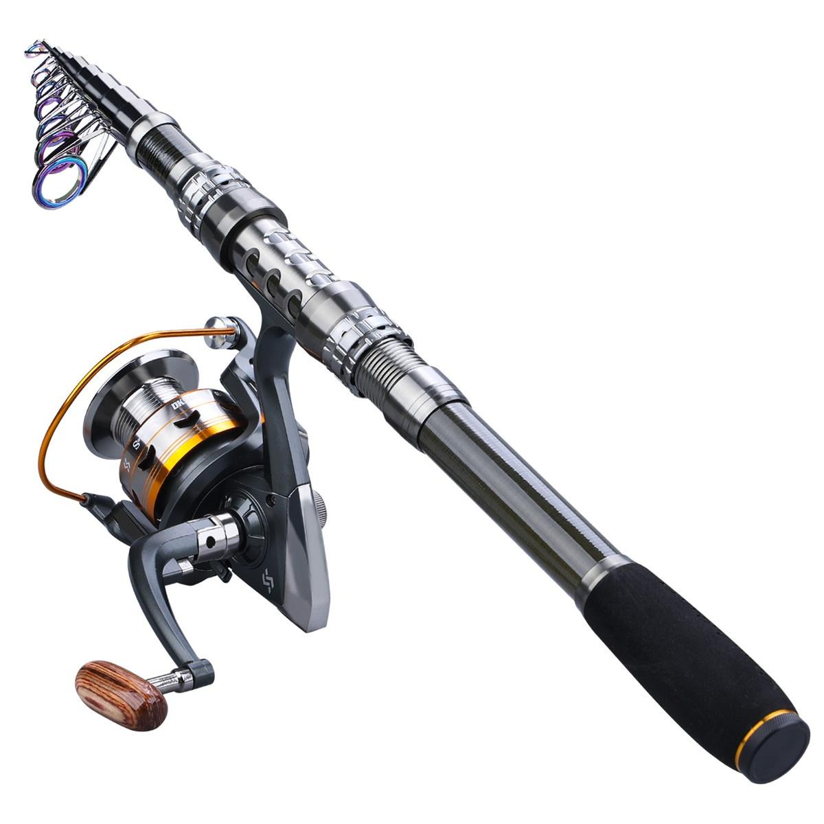 

Углеродная телескопическая удочка с металлической спиннинговой катушкой 11BB и футляром для переноски. Набор катушек для удочек. 1.8&1000