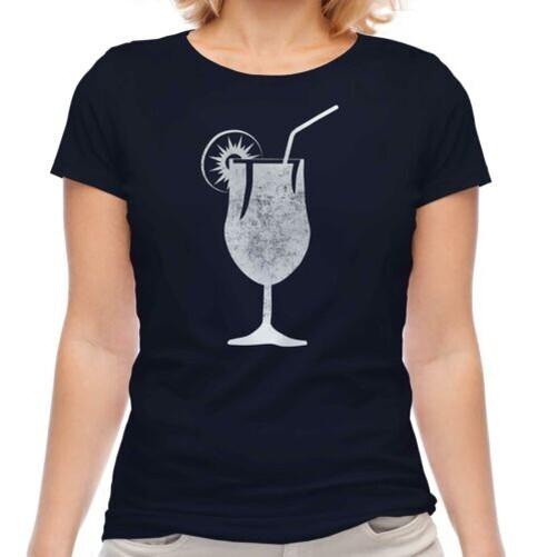 

Cocktail Print Aged T-Shirt Vintage Style Top Stirrer Gift Set L