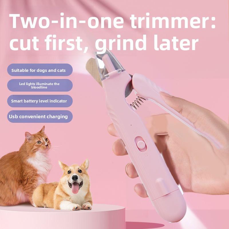 Pet Nail Clipper - Cat Nail Clipper - Stainless Steel - LED - Electric Nail Grinder - Two-in-one - Suitable for Cats and Dogs - Universal Nail Clipper