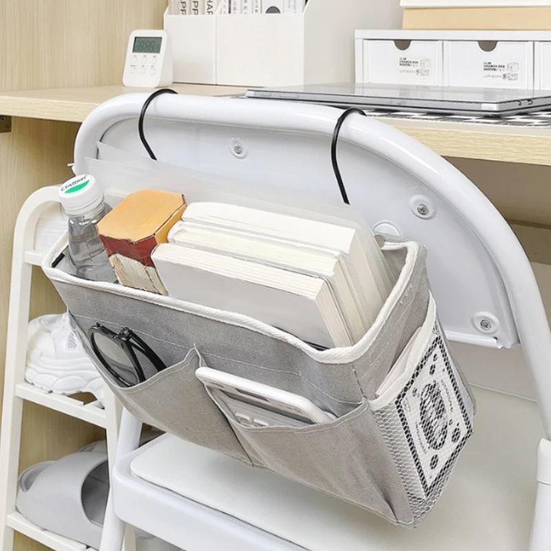 Bedhead Hanging Basket Cotton and Linen Fabric Bedside Sofa Hanging Storage Bag Bedside Shelf Dormitory and Apartment Storage