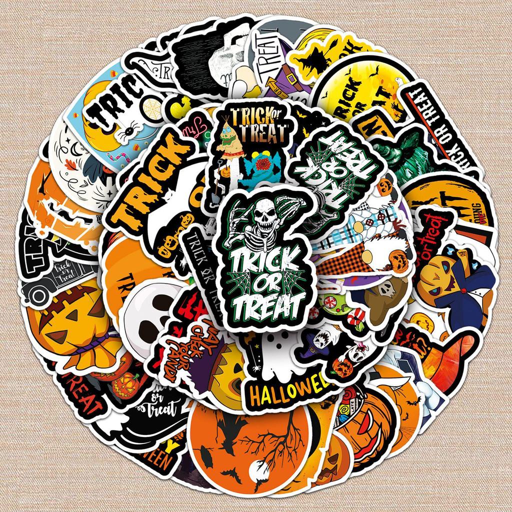 50 Halloween Festival Graffiti Stickers for Suitcases, Laptops, Scooters, Refrigerators, and Cars.