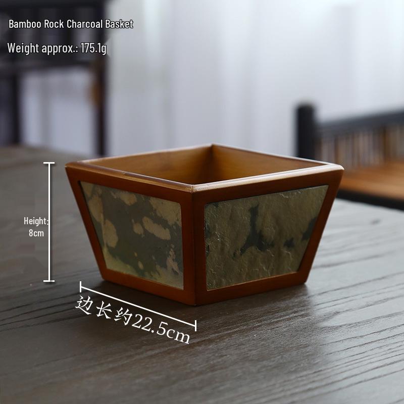 Bamboo Zen Charcoal Storage Basket - Handmade Multi-purpose Desktop Organizer