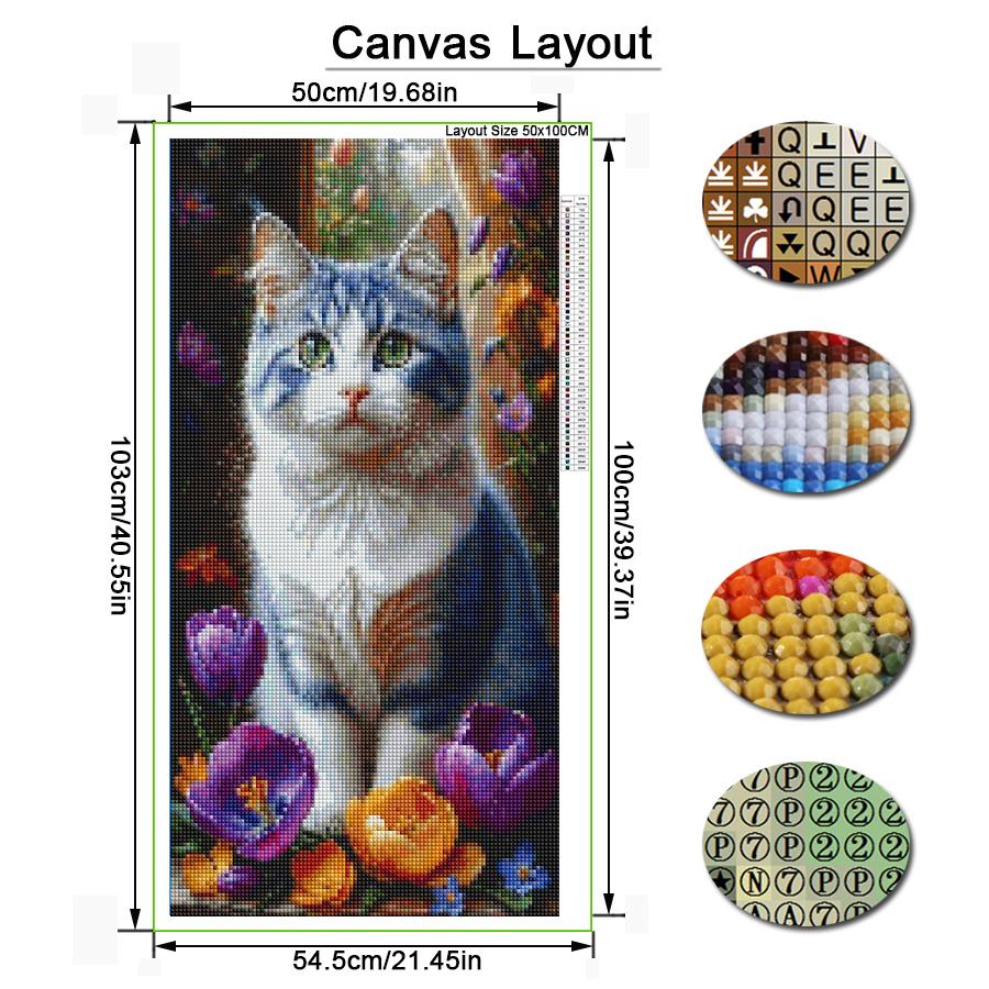 Cat Flower Arge Size Diamond Painting New Collection 2026 Animals Diy Full Square Round Drill Rhinestone Embroidery Mosaic Cross Stitch Kits