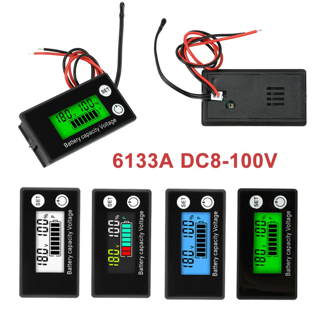 DC 8-100V Batterie Spannungsmonitor Messgerät mit Alarm Lithium-Ionen Kapazitätsanzeige LCD-Display für Blei-Säure Ternäre Eisenbatterie