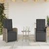 VidaXL Garden Reclining Chairs Set of 2 and Footrest Rattan 365195