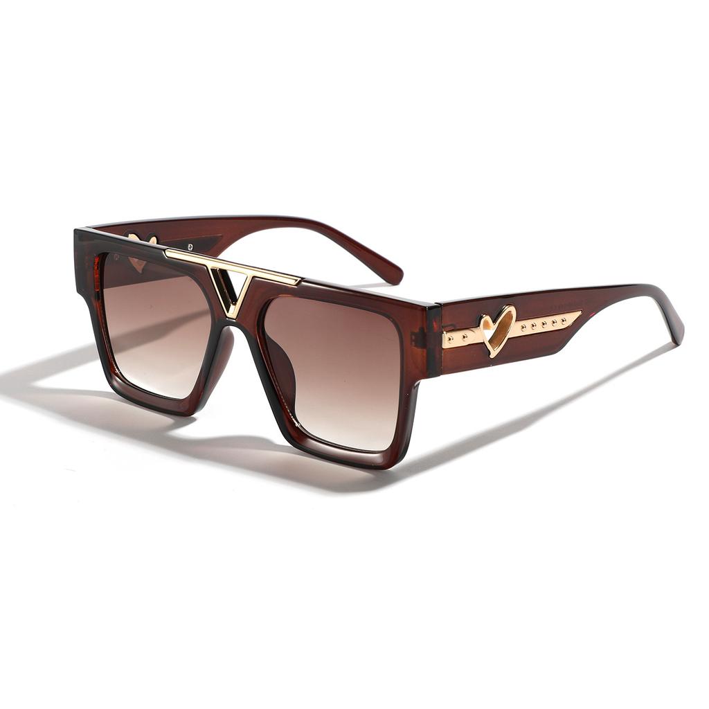 Glasses Love Legs Square Large Frame Semi-Metal Sunglasses Men'S Face Covering Versatile Sunglasses Women'S Personality