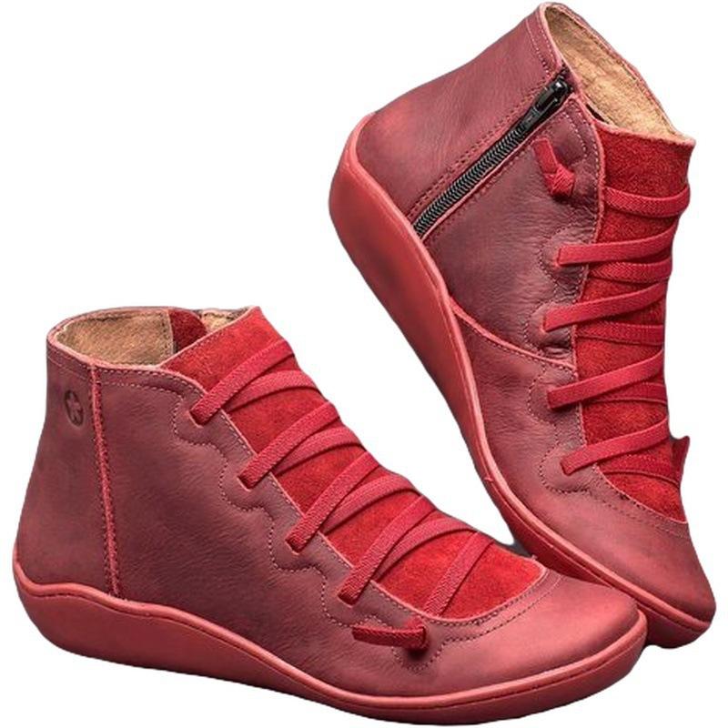 Women'S Autumn Spring Leather Ankle Boots Women'S Flat Cargo Women'S  Botines Mujer Boots Plus Size C653