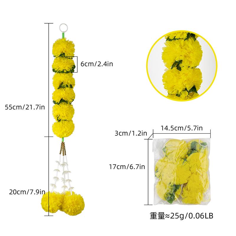 Mexican Dia De Muertos Flower String Artificial Marigolds Diwali Day Of The Dead Festival Decoration Simulation Silk Flower