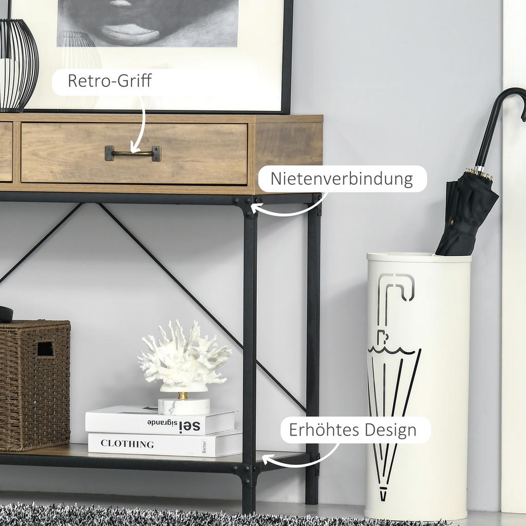 Console Table Hallway Table with Shelf and 2 Drawers, 100 x 35 x 76.5 cm Side Table Sofa Table Display Table for Small Spaces, Entryway, Hallway