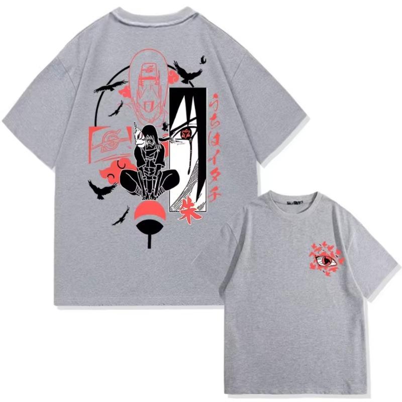 Naruto Animation Derivatives T-shirt Uchiha Itachi Uchiha Sasuke Printing Men Summer Fashion Casual Oversized Streetwear