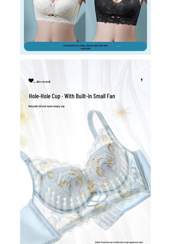 European & American Style Wireless Push-Up Lace Bra with Side Support - Comfortable & Breathable Women's Underwear
