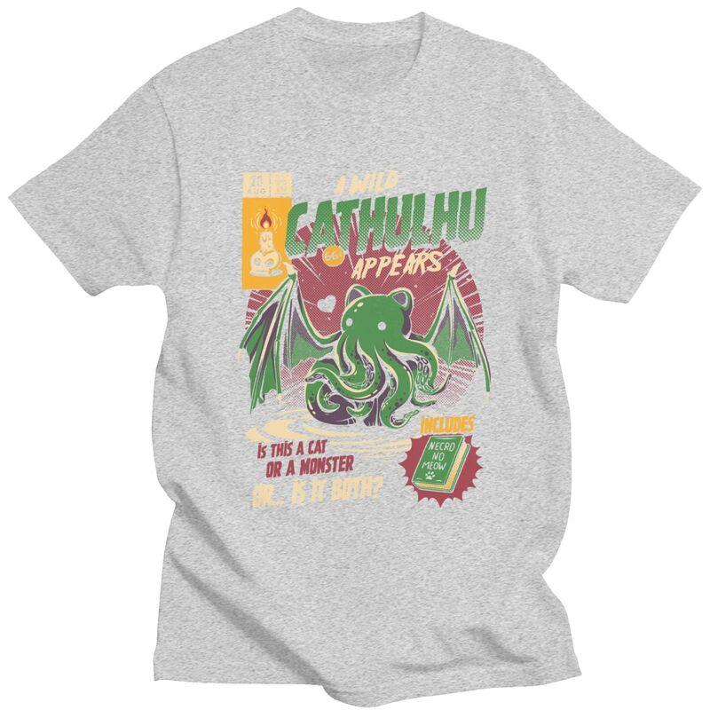 Custom Classic A Wild Cthulhu T Shirts Men ShortSleeve Lovecraft Movie Tshirts Casual Tee Pure Cotton Slim Fit Tshirts Gift