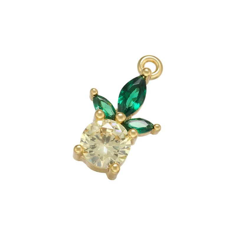 ZHUKOU Fruit Party Gold Plated Inlaid Zirconia Sweet And Cute Fruit Metal Pendant For DIY Jewellery Accessories 1 Pcs