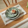 1Pc Woven Colorblock Striped Tassel Cotton Linen Rope Placemat for Holiday Home Party Tabletop Decoration