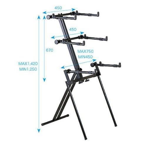 Kikutani 3-Tier Keyboard Stand, Black, AKB-668