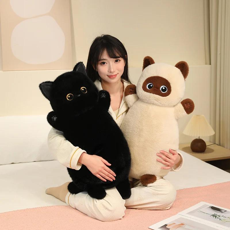 Lovely Cat Plush Toy Stuffed Kitten Cute Cushion Calico Black Siamese Styles Pillow Adults Birthday Gift Home Decor Girl