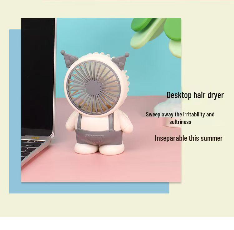 Portable Rechargeable Mini Fan with Three Speeds - Cartoon Design for Kids
