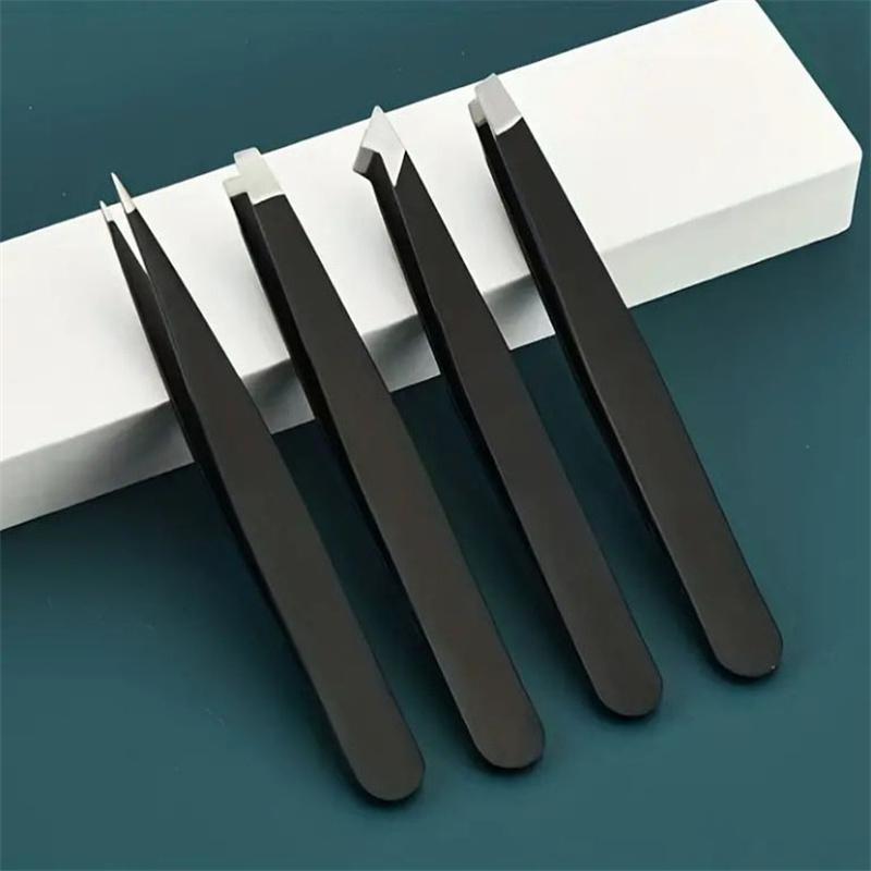 Women's Eyebrow Clip Stainless Steel Black Eyebrow Trimmer Men's Plucking Tweezers Beard Clip 4 Styles