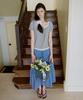 Letter From Moon Mine Tiered Long Skirt (Blue)