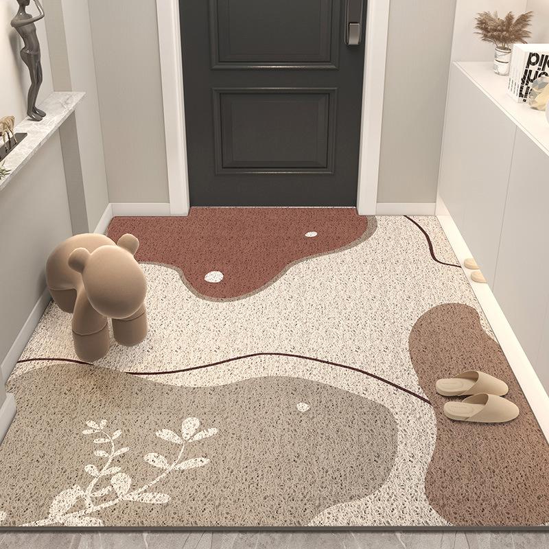 Wave Point Non-slip PVC Retro Entrance Doormat Floor Mats Silk Loop for Entryway Porch Hallway Home Decor Dust Removal Carpet