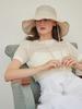 Olinkeompeulliteu Nylon Strap Wide Bucket Hat (Beige)