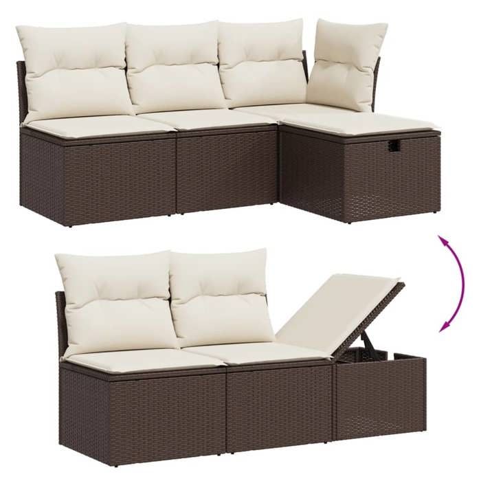 VidaXL Salon de Jardin avec Coussins 6 pcs, Canapés de Patio, Ensemble de Meubles, Mobilier de Terrasse Exterieur, Marron 3263789