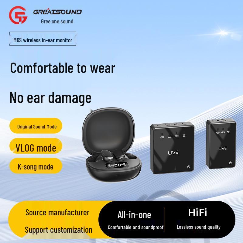 M6S Wireless In-Ear Monitor: 2.4G Low Latency, Hi-Fi Noise Reduction for Streaming, Gaming, and Outdoor Use