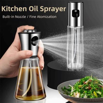 Glass Oil Spray Bottle Stainless Steel Leak-Proof Glass Oil Sprayer Reusable Included Funnel Kitchen Spray Container