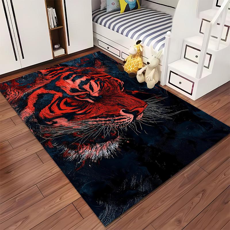Modern Artistic Red Tiger Pattern Area Rug for Living Room Decor Suitable for Use As an Anti-slip for Living Room Bedroom Sofas
