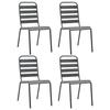 Outdoor Chair - vidaXL - Slat Design - Dark Grey Steel - Stackable - Weather-resistant