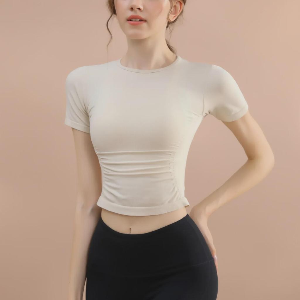 Damen Kurzarm Rundhals Yoga & Fitness Top