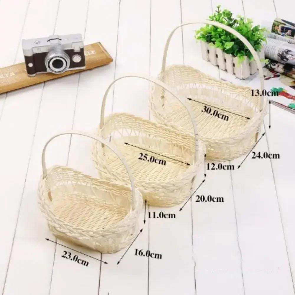 Beautiful Hand Made Flower Storage Basket Imitation Rattan Woven With Handle Storage Baskets Shopping Storage Hamper Basket