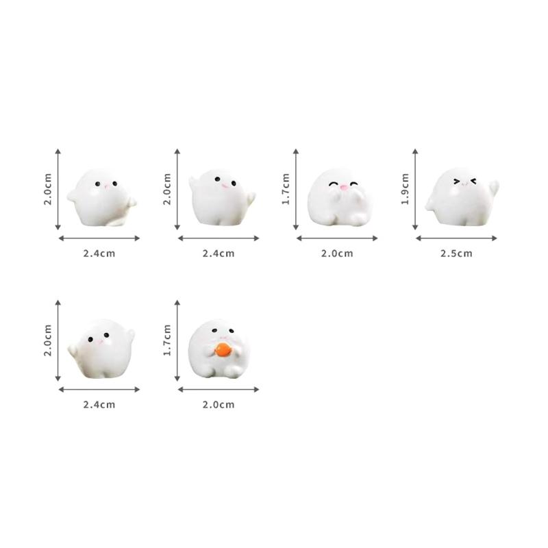 

NEW 6pcs Funny Cute Round White Elf Resin Craft Miniature Figure Tiny For Car Center Console Navigator Decoration