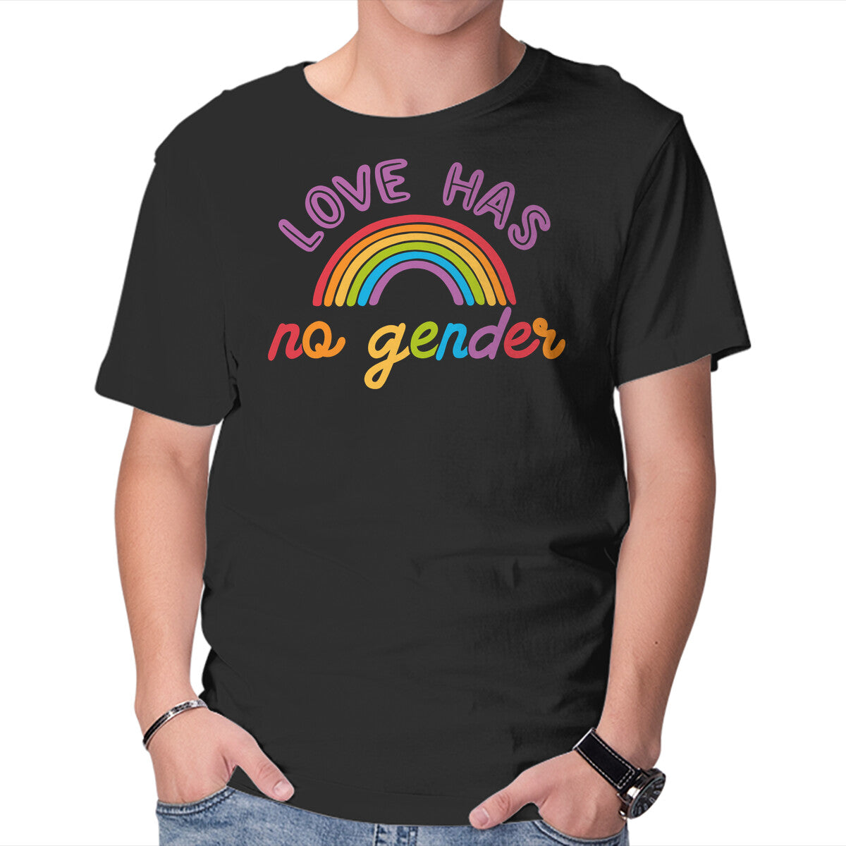 Unisex Crew Neck T-Shirt Love Has No Gender Graphic Short Sleeve Casual Tee L