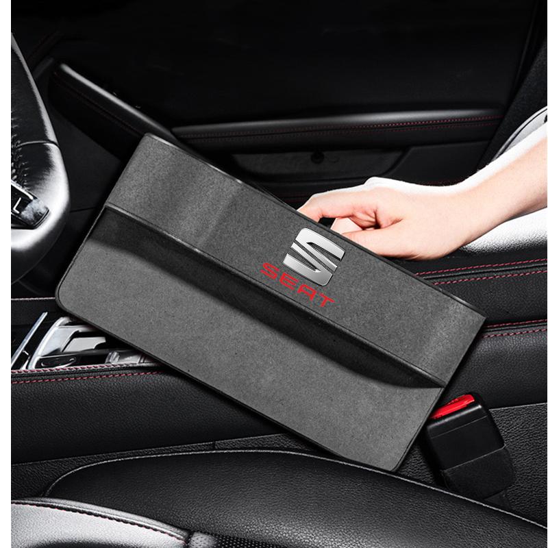 NBNY6 Suede Seat Side Storage Pocket for Car Seat Gap Filler Box for Seat Leon 5f Ibiza 6l 6j Leon 1p Cushion Altea Xl Leon Mk