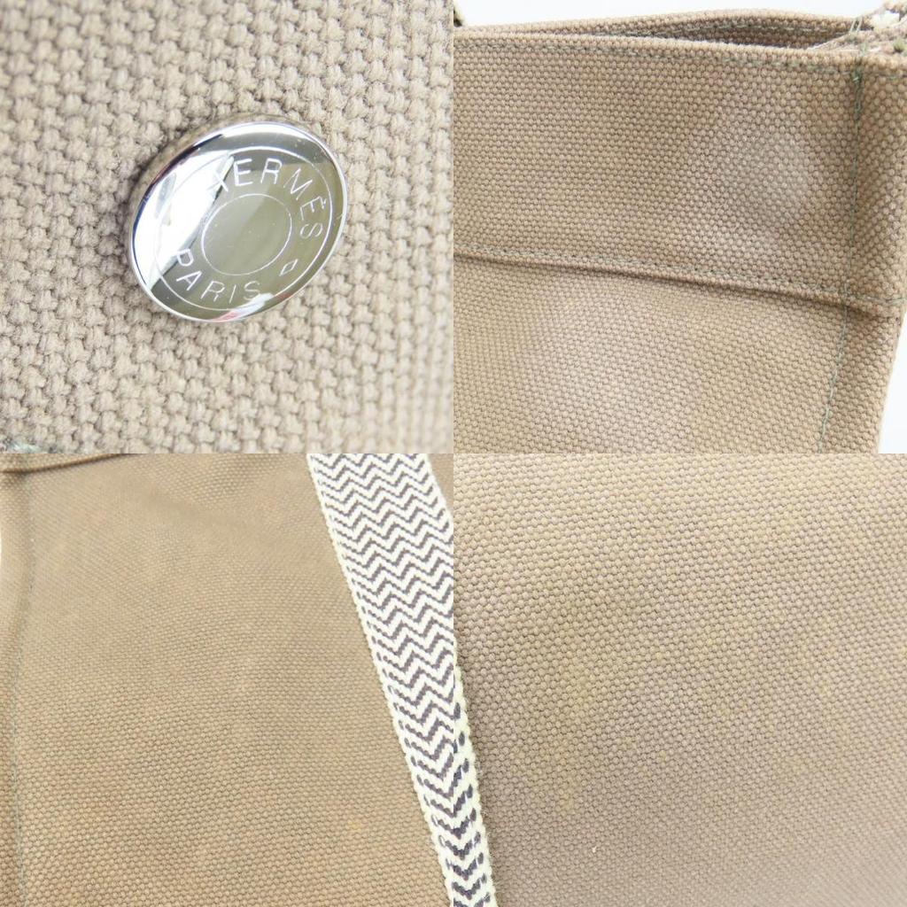 Used HERMES Tote Bag Cannes MM Cotton canvas beige Herringbone Pattern