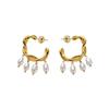 Retro French Earrings Light Luxury Premium Exquisite Baroque Natural Freshwater Pearl Twist Rope Circle Earrings