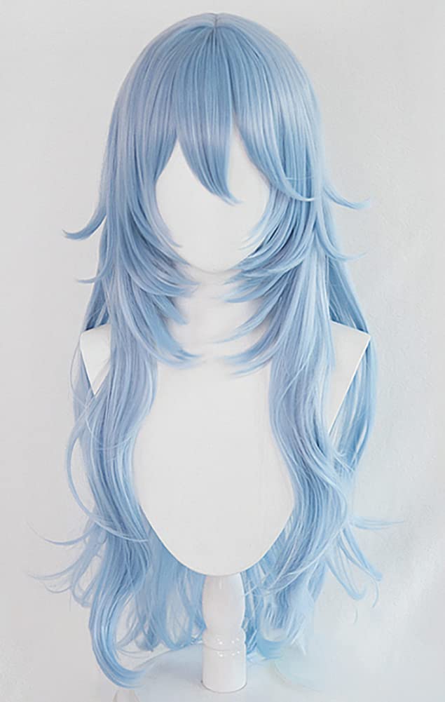 Cosplay Wig with Ray Wig Net, Blue, Heat-Resistant (C (Long))