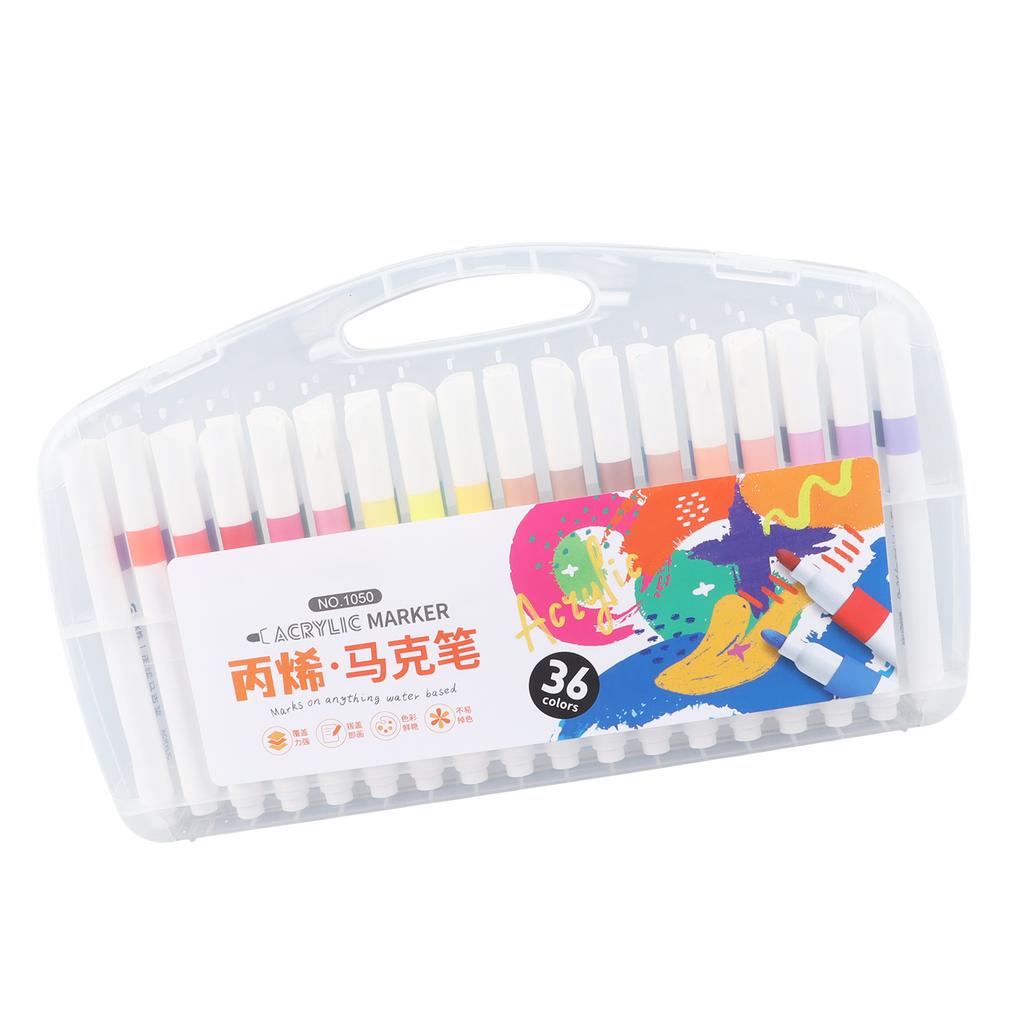 36Pcs Acrylic Paint Markers Rich Colors Quick Drying Strong Covering Graffiti Markers for Wood