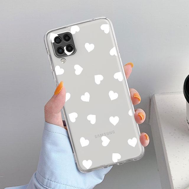 Transparente Hülle für Samsung Galaxy A52 A12 A51 A32 A21s A71 A32 A22 50 A70 A31 A72 5G Luxus Weiche Handyhülle Liebesherz Coque Capa