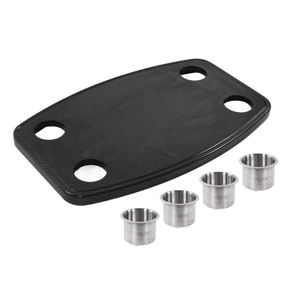 RV Removable Table Carbon Fibre Style 600x380x30mm with 4 Cup Holders for Yacht Caravan Camper