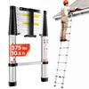 Telescoping Ladder, 320 Cm Aluminum One-button Retraction Collapsible Extension Ladder, 170.1 Kg Capacity W/ Non-slip Feet