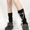 Stylish Ribbed Knitted Leg Warmers for Women Gothic Punk Boot Covers Socks with Heart Chain Leather Belt for Festivals