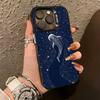 Line W-Whale Phone Case For iPhone 17,16,15,14,13,12,11 Plus,Pro Max,XS,Colored Silver Plated Inside Cover