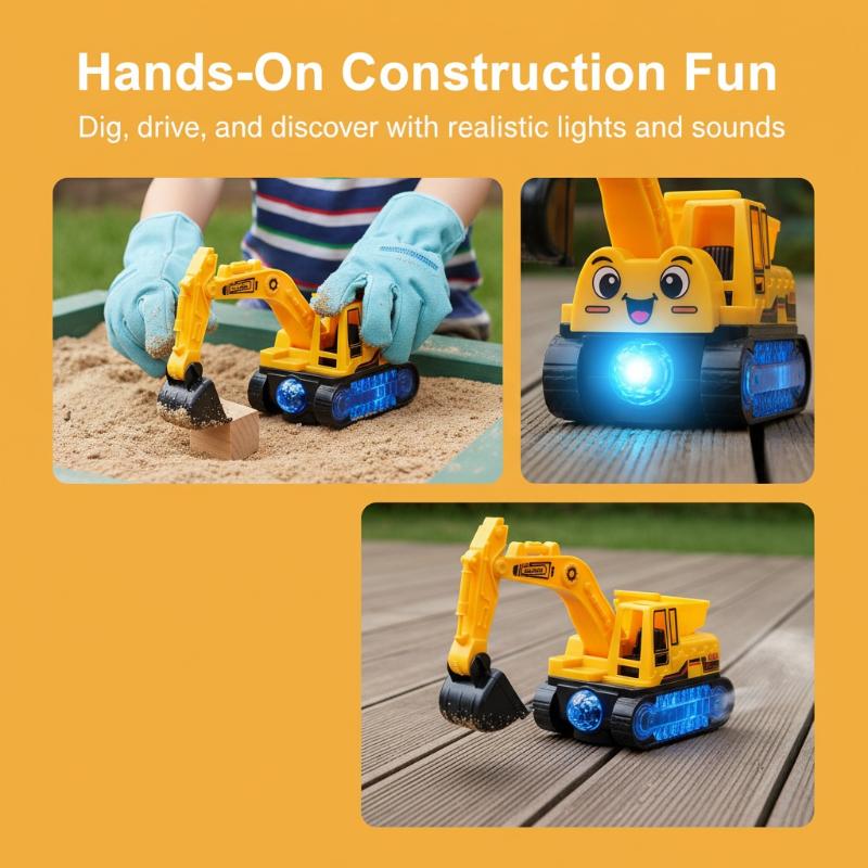 1Pcs Kids Electric Excavator Toy with Stimulating Light Sound for Toddlers Boys